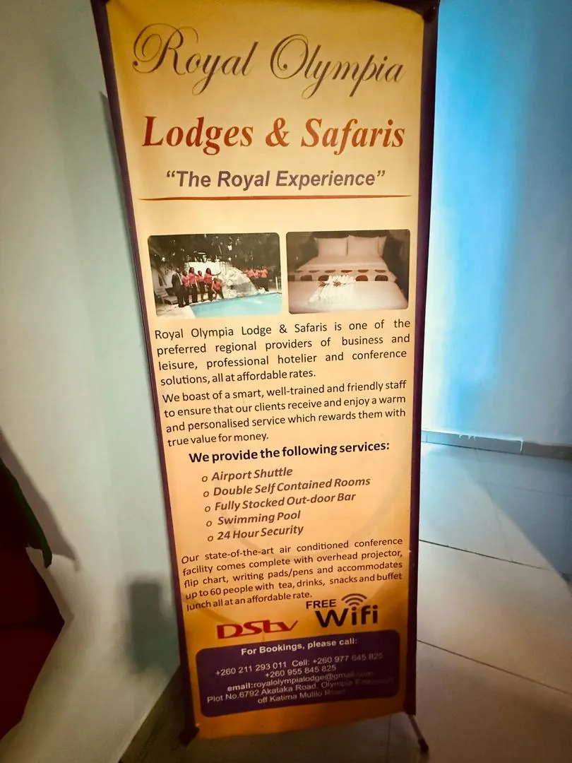 Royal Olympia Lodge & Safaris information sign